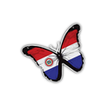 Pegatina Bandera Paraguay Mariposa