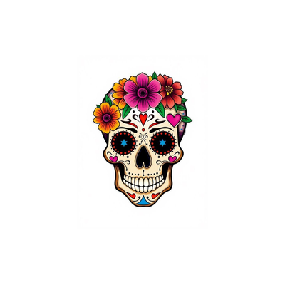 Pegatina Calavera Mexicana Flores