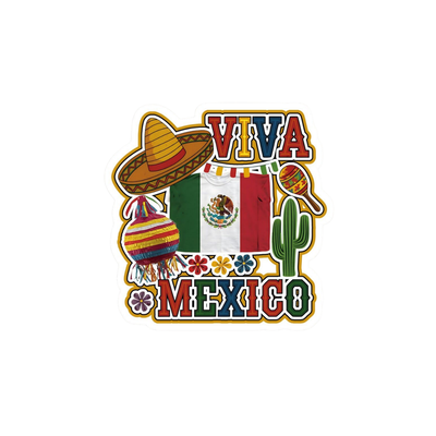 Pegatina "Viva México" con Bandera