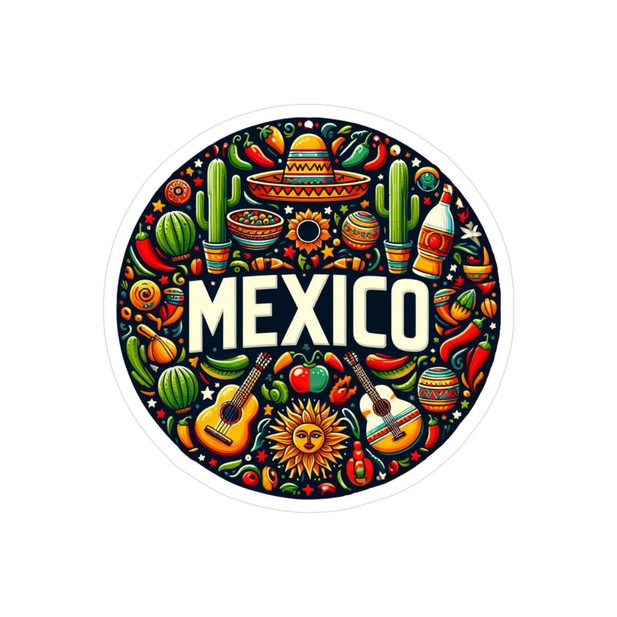 Pegatina México Figuras Redonda