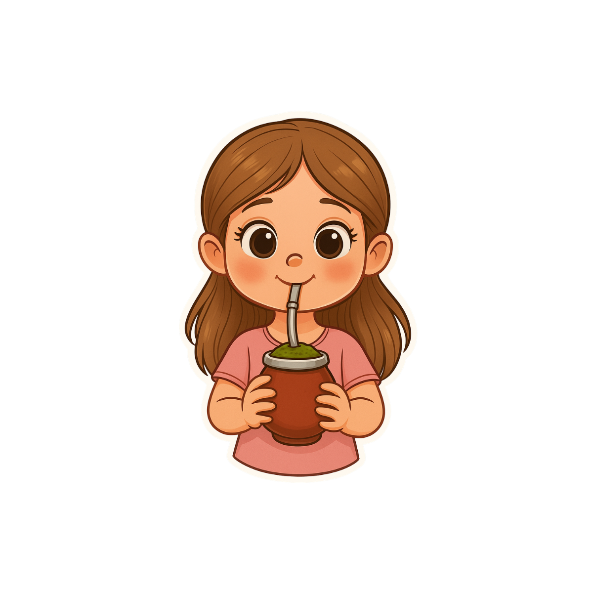 Pegatina Niña tomando mate