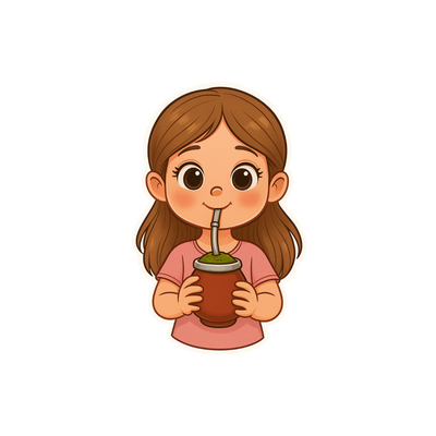 Pegatina Niña tomando mate