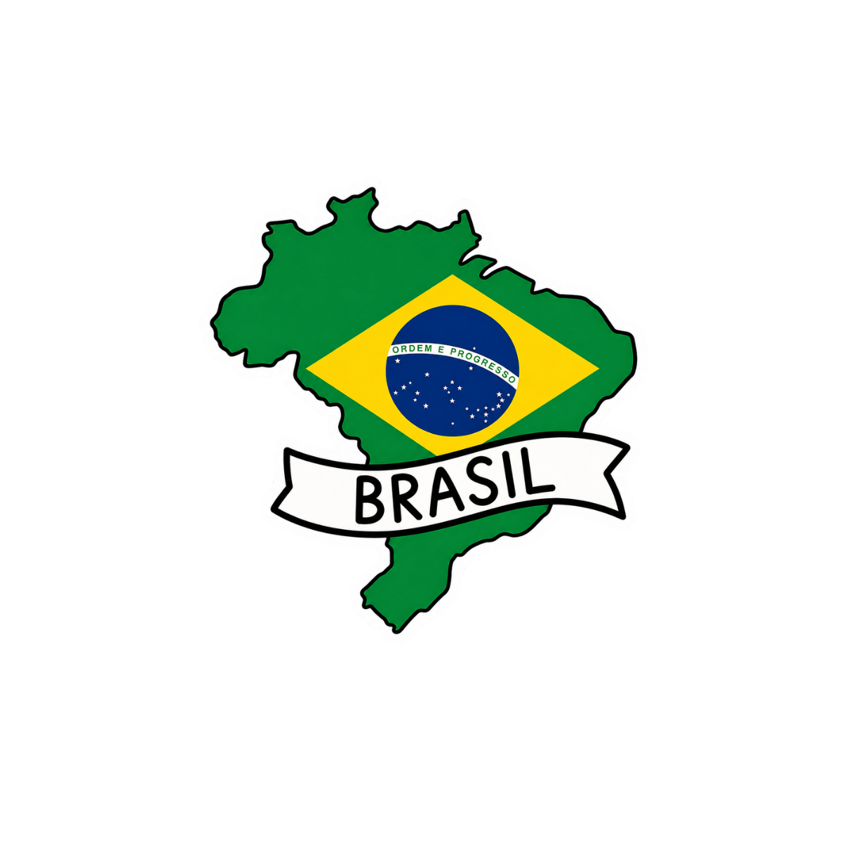 Pegatina Bandera Mapa Brasil