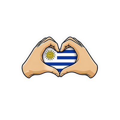Pegatina Bandera Uruguay Manos Corazón