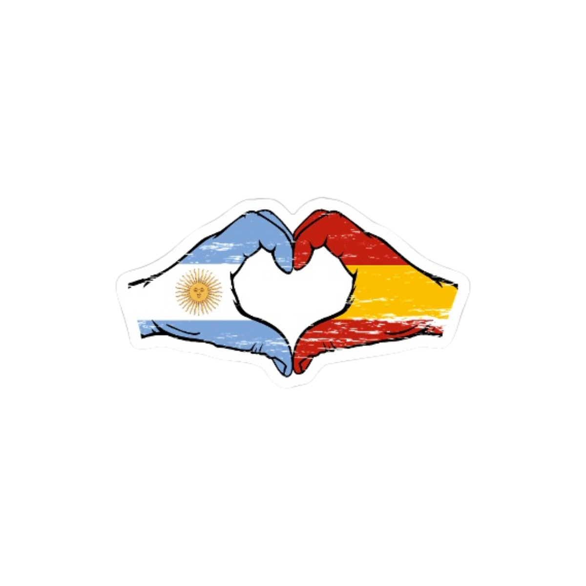 Pegatina Corazón Manos Argentina España