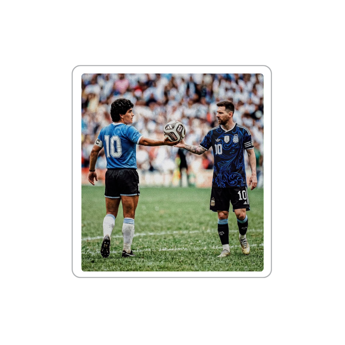 Pegatina Maradona y Messi pelota