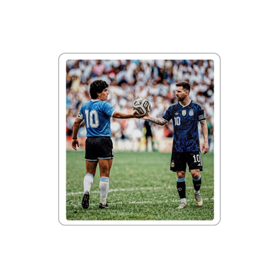 Pegatina Maradona y Messi pelota