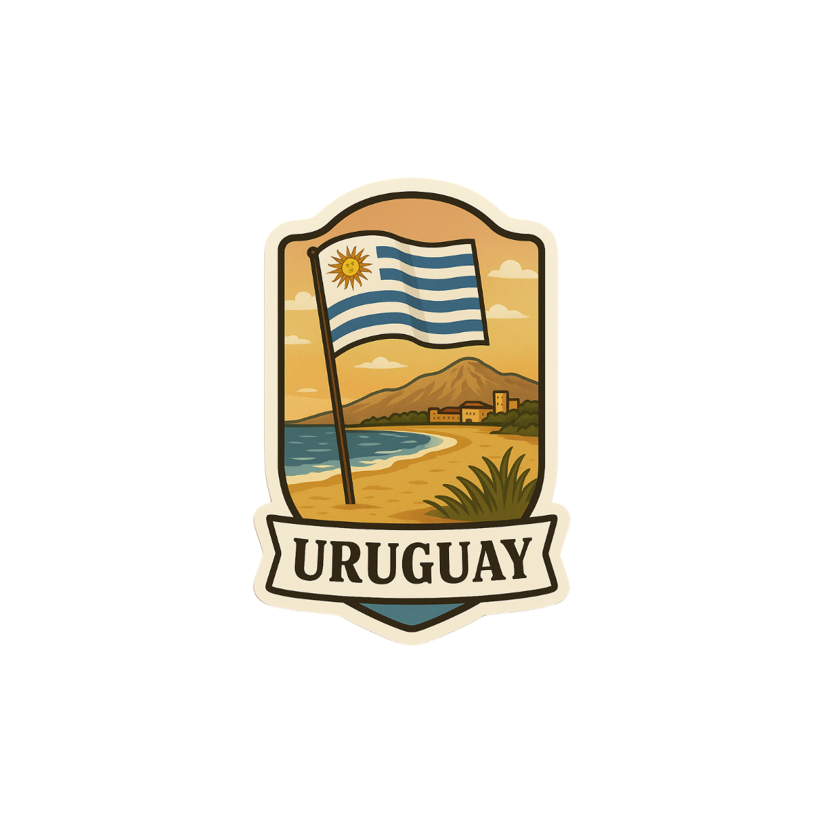 Pegatina Bandera Uruguay Playa
