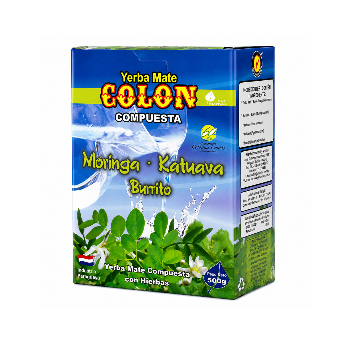 Yerba Mate Colón Compuesta Moringa Katuava Burrito 500g