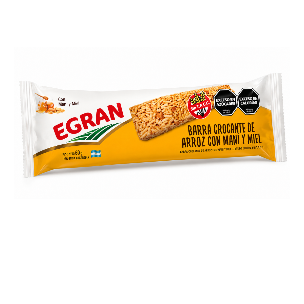 Barra crocante de arroz Maní y Miel  Egran 60 g