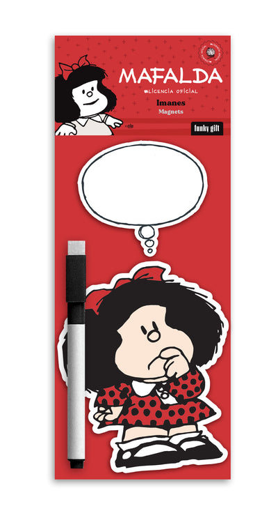 Imán Mafalda piensa con marcador de pizarra