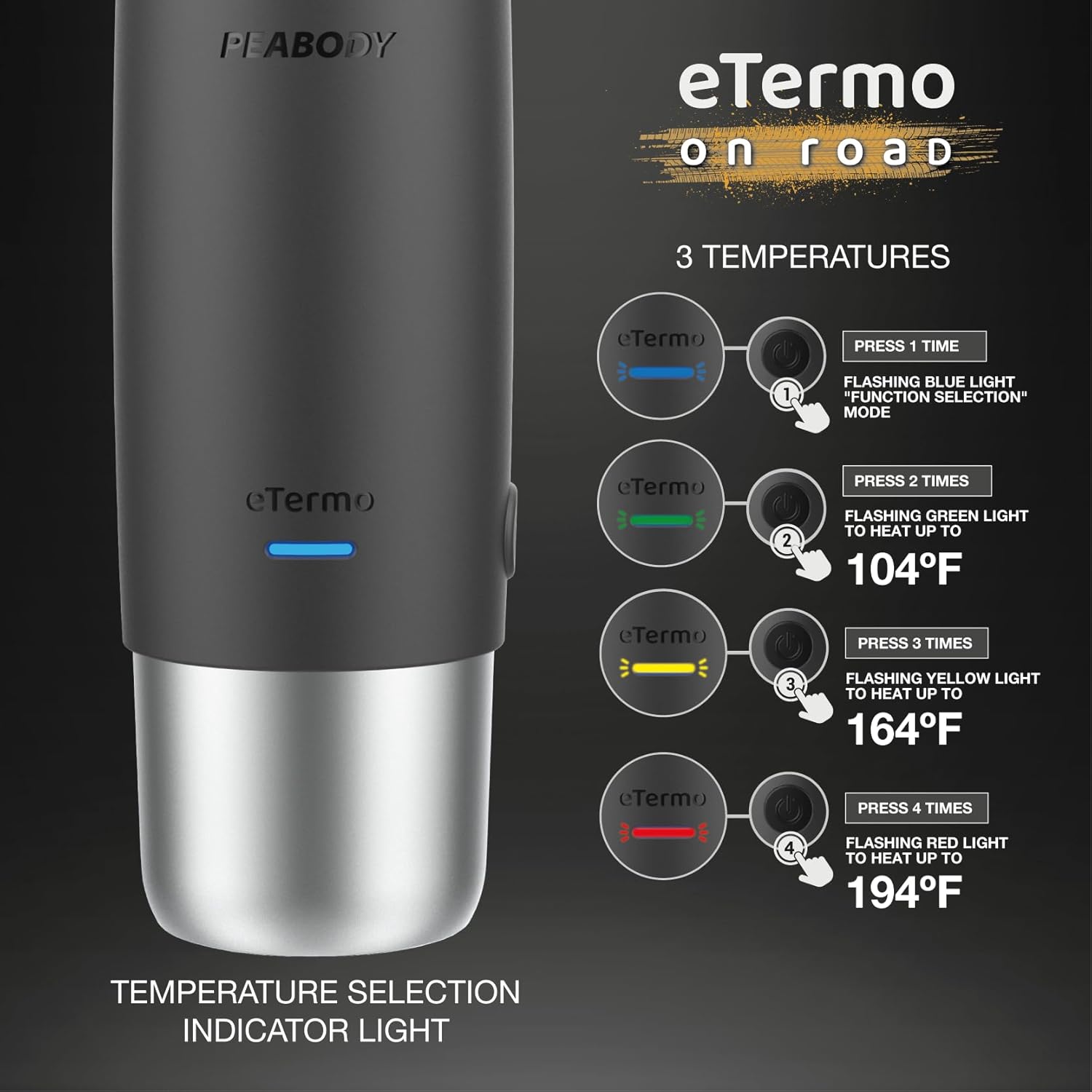 E-Termo Peabody Acero Inoxidable 500ml para automóvil