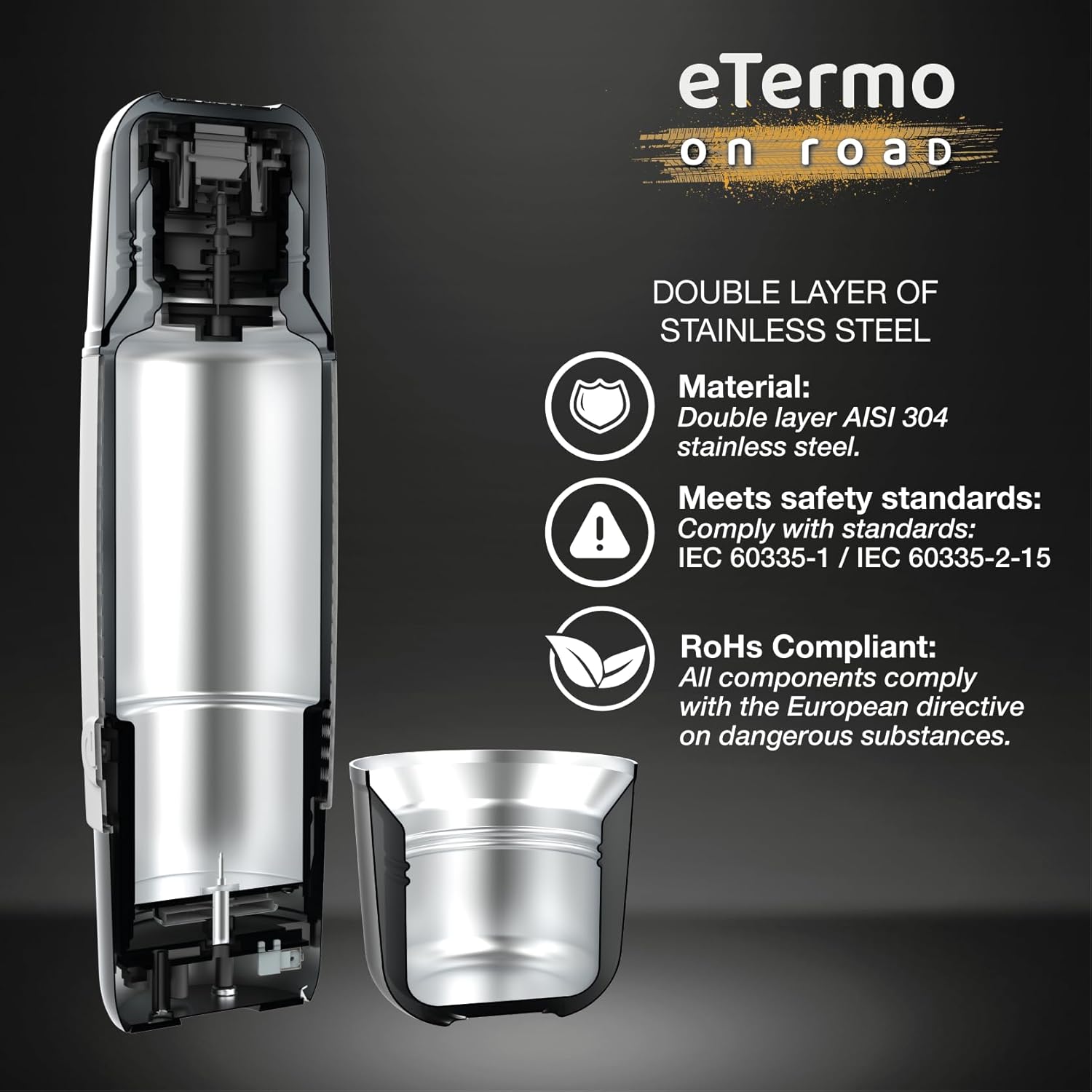 E-Termo Peabody Acero Inoxidable 500ml para automóvil