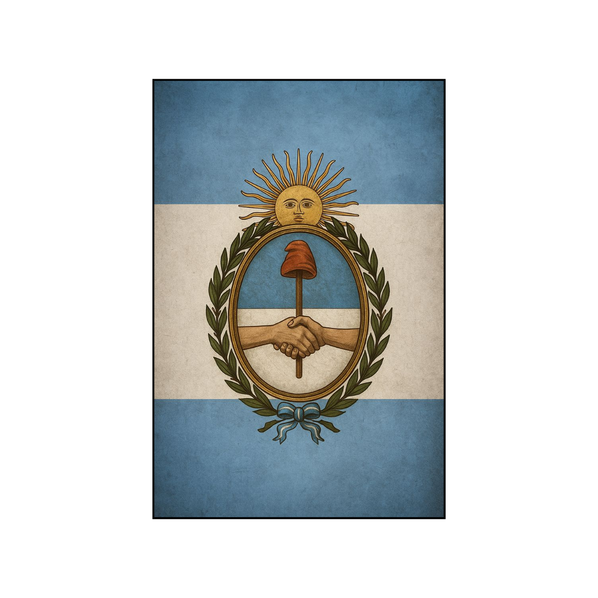 Pegatina Bandera con Escudo Argentina