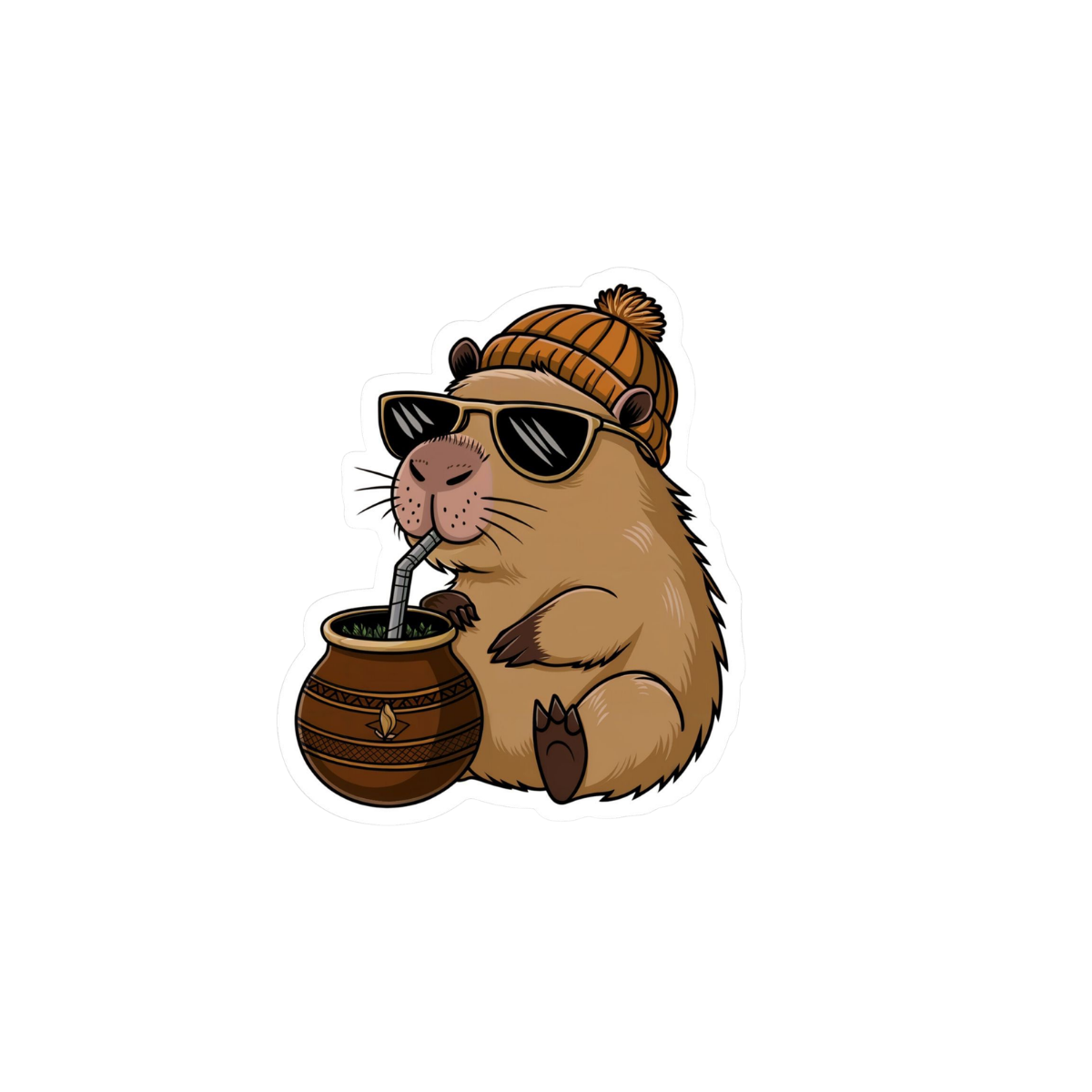 Pegatina Carpincho con Gafas y Mate