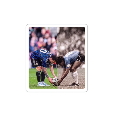 Pegatina Diego y Leo acomodando pelota