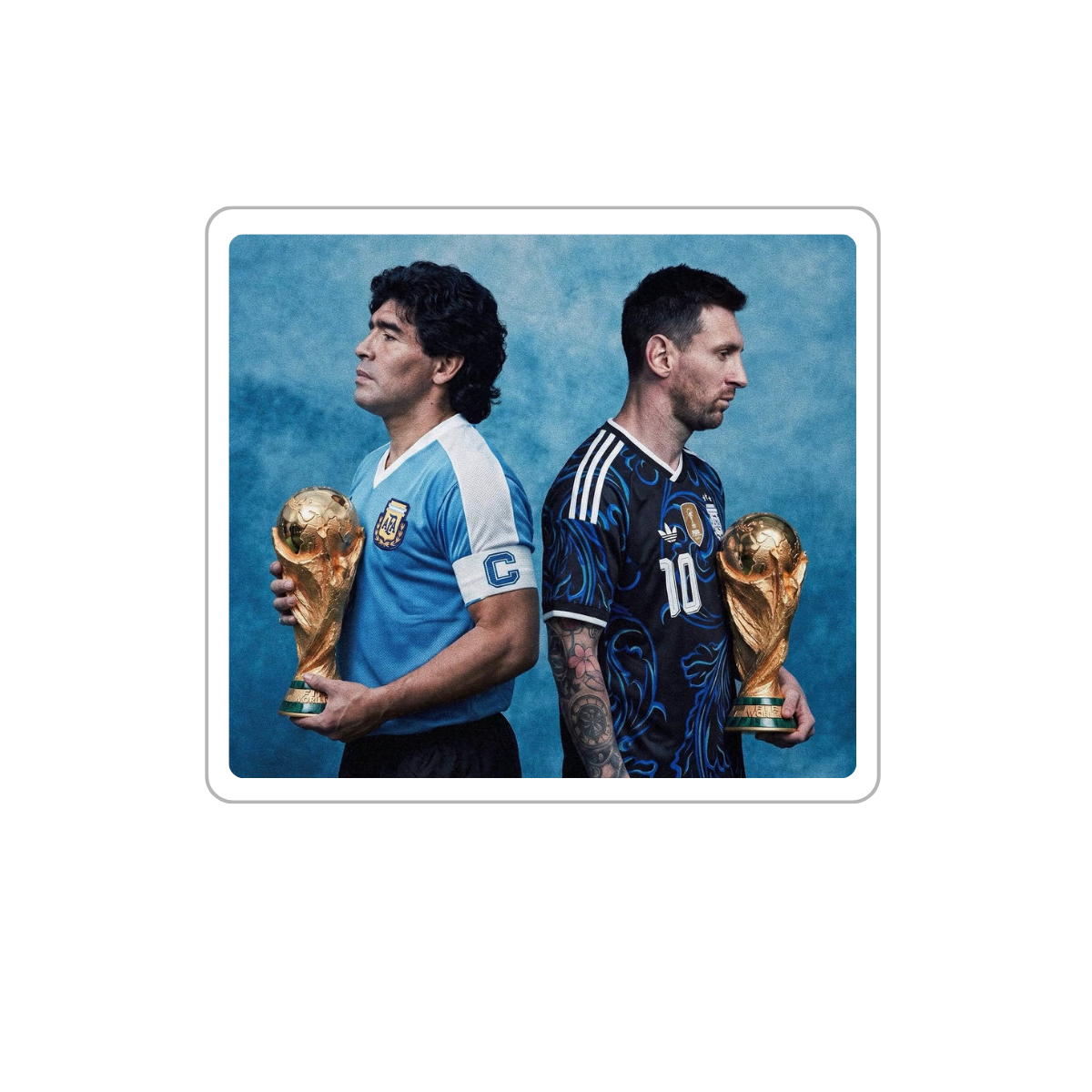 Pegatina Maradona y Messi Copas del Mundo