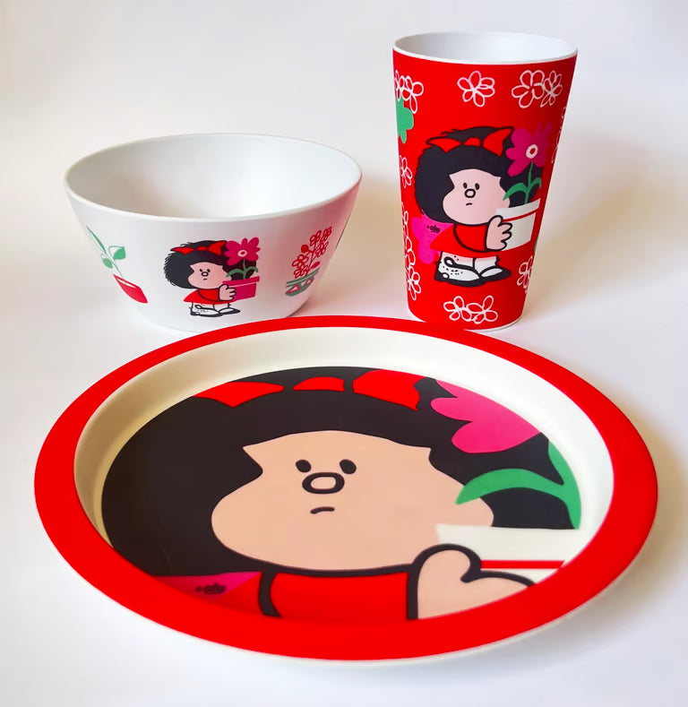 Set de vajilla infantil 3 piezas melamina Mafalda